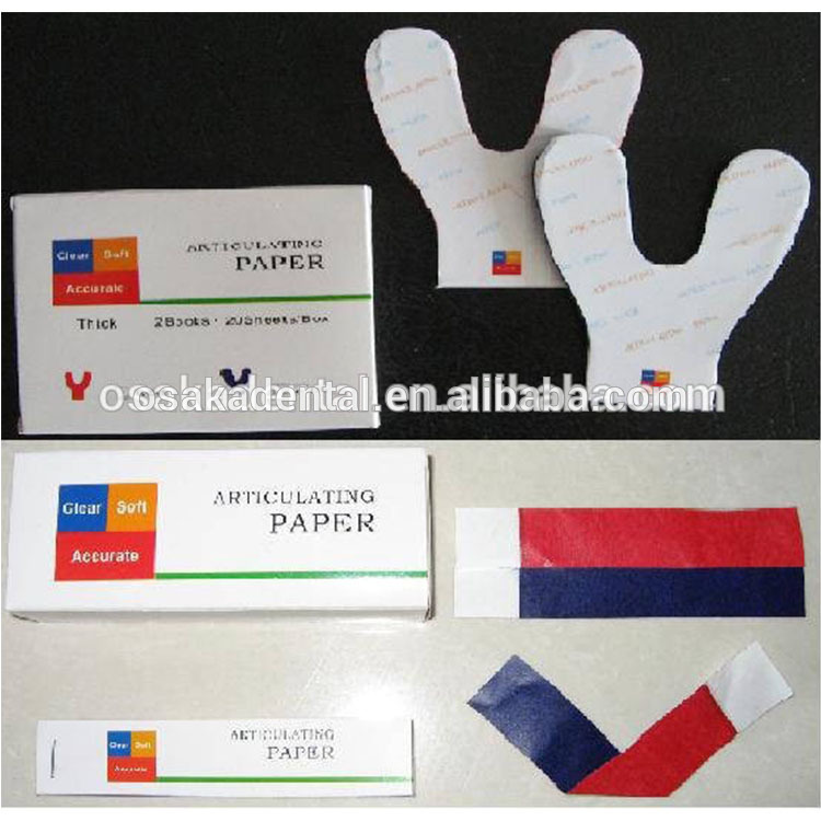 Papel de articulação dental (vermelho / azul / vermelho e azul) para articular