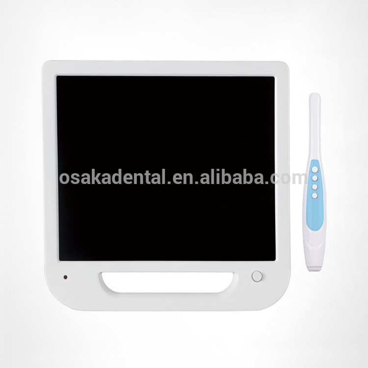 Uma câmera intra-oral dental de monitor branco de 17 polegadas com VGA, VÍDEO e USB, incluindo suporte para monitor