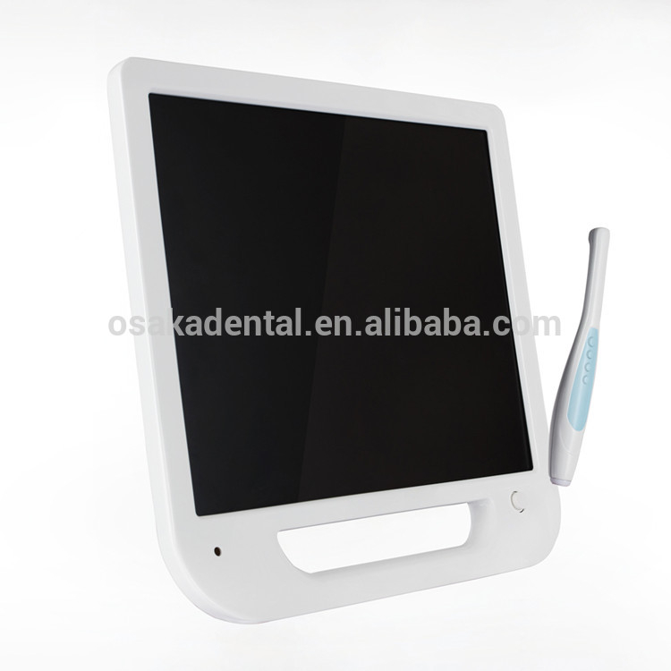 Uma câmera intra-oral dental de monitor branco de 17 polegadas com VGA, VÍDEO e USB, incluindo suporte para monitor