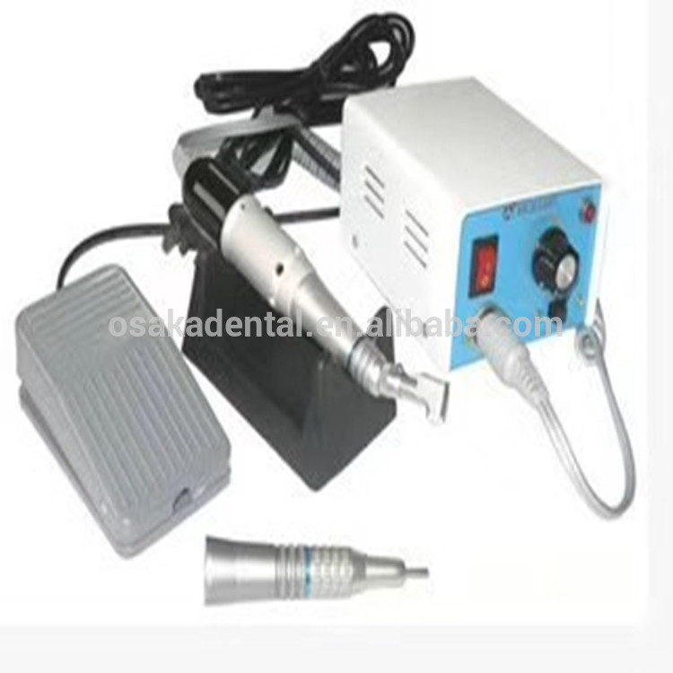 Um micromotor dental MARATHON-lll a 35000 rpm com peça de mão reta e contra-ângulo