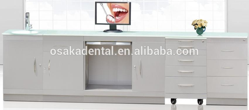 Armário médico de aço inoxidável do armário dental da alta-costura com tipo do punho