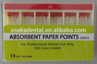 Material dentário de pontos de papel absorvente