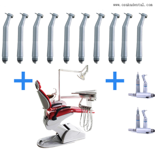 Cadeira odontológica com peça de mão dental e peça de mão de baixa velocidade
