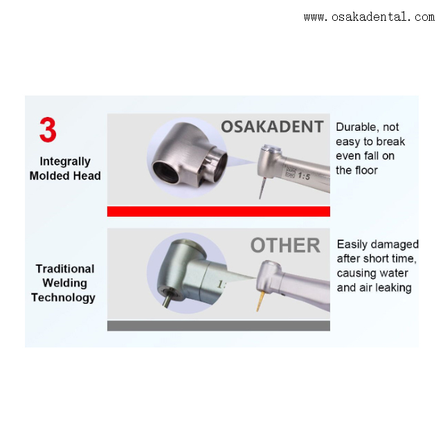 LED crescente cirurgia elétrica Micro Motor 1: 5 Contra Angle Handpiece Red Ring High Speed