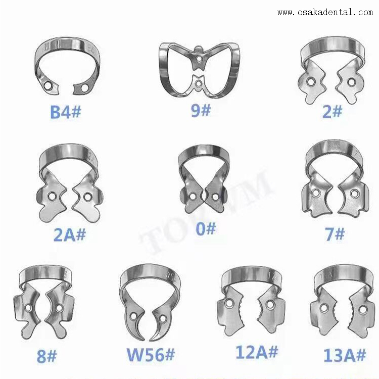 Clipe de barragem de borracha de aço inoxidável para material dentário