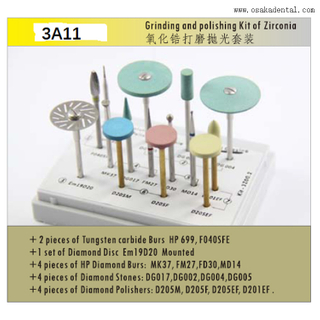 Kit de brocas diamantadas dentárias Kit de moagem e polimento de zircônia