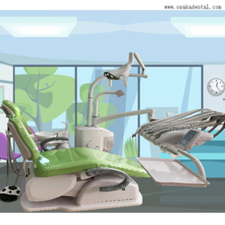 Cadeira odontológica de cor verde com bom sistema forte