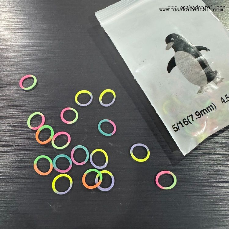 Anéis-O elastoméricos ortodônticos dentais de cor dupla para elástico de aparelho