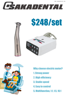 Motor elétrico econômico dental sem bursh com peça de mão contra-ângulo vermelha