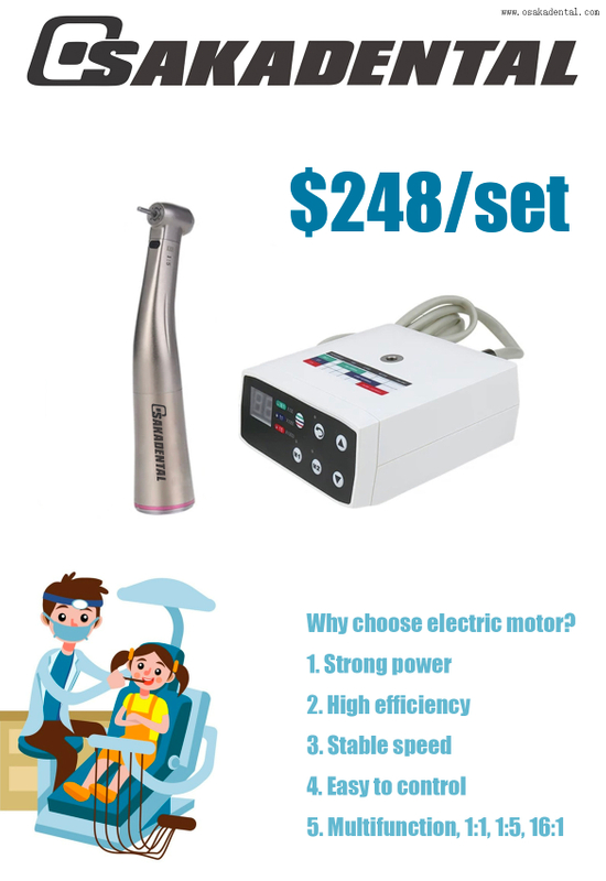 Motor elétrico econômico dental sem bursh com peça de mão contra-ângulo vermelha