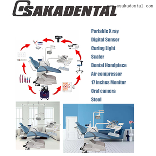 Cadeira odontológica de alta qualidade com banco de dentista com luz fotopolimerizável e peça de mão odontológica