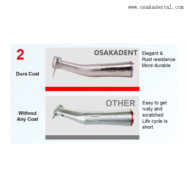 LED crescente cirurgia elétrica Micro Motor 1: 5 Contra Angle Handpiece Red Ring High Speed