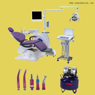 Cadeira odontológica com carrinho móvel separado com peça de mão dental de boa qualidade e compressor de ar dental