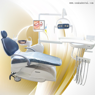 Cadeira odontológica com monitor de 17 polegadas com câmera oral e couro PU de cor preta