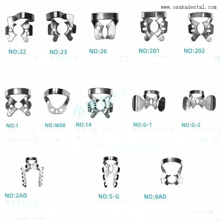 Clipe de barragem de borracha de aço inoxidável para material dentário