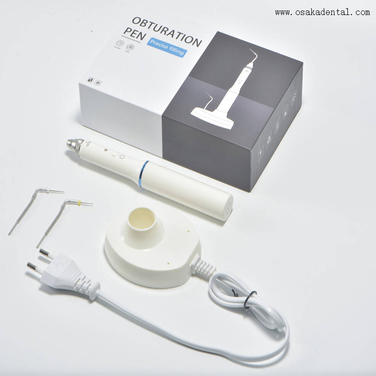 Caneta de obturação dentária que pode ser conectada ao pino de aquecimento na base