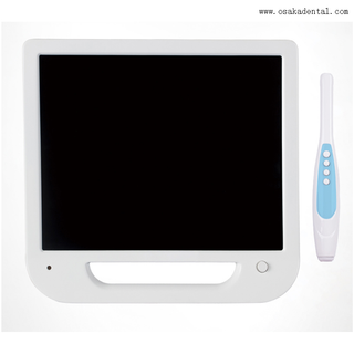 Monitor branco de 17 polegadas + câmera intraoral com VGA + VÍDEO + USB + conjunto de suporte de monitor de metal simples