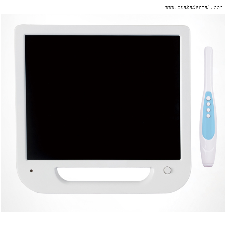 Monitor branco de 17 polegadas + câmera intraoral com VGA + VÍDEO + USB + conjunto de suporte de monitor de metal simples