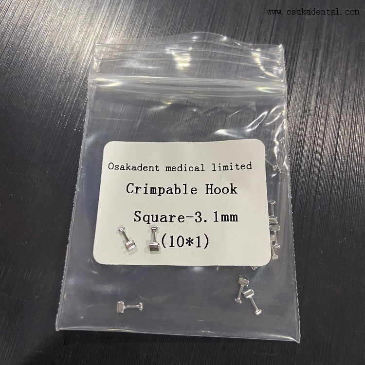 Gancho Crimpável Ortodôntico Dental Quadrado - 3,1mm