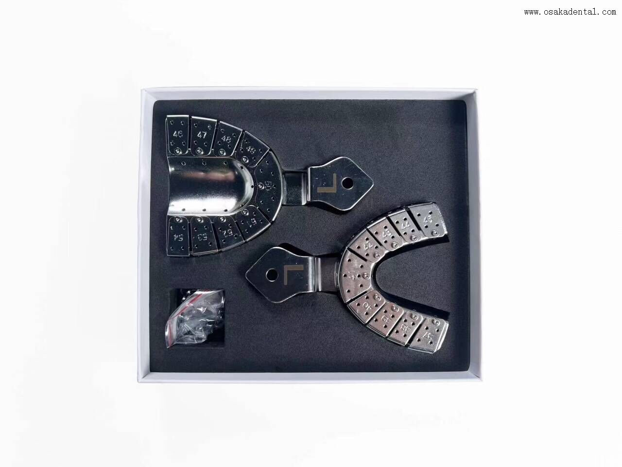 Bandejas de impressão para implantes dentários profissionais em caixa feitas com bandejas de impressão de aço inoxidável de alta qualidade