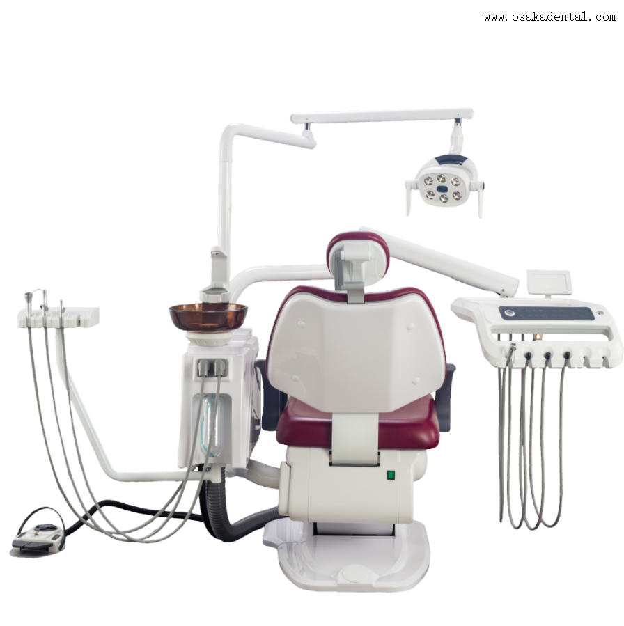 Unidade de cadeira odontológica com botão de toque com sistema de controle assistente
