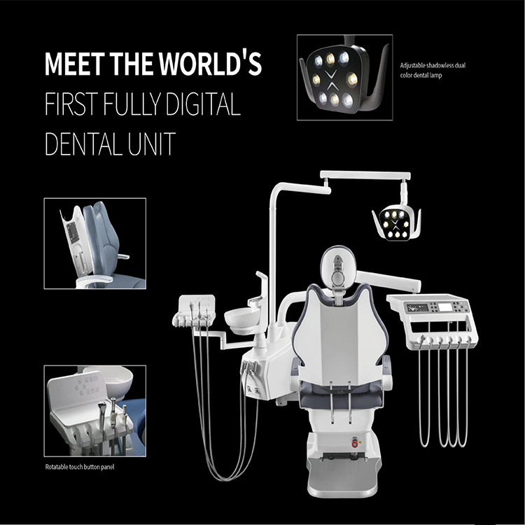 Cadeira odontológica de couro odontológico com unidade odontológica de assento de grande largura com solução perfeita para alta demanda