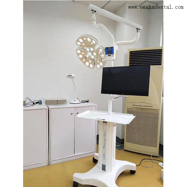 ‌Carrinho móvel ajustável para luz cirúrgica odontológica com braço giratório de 360°