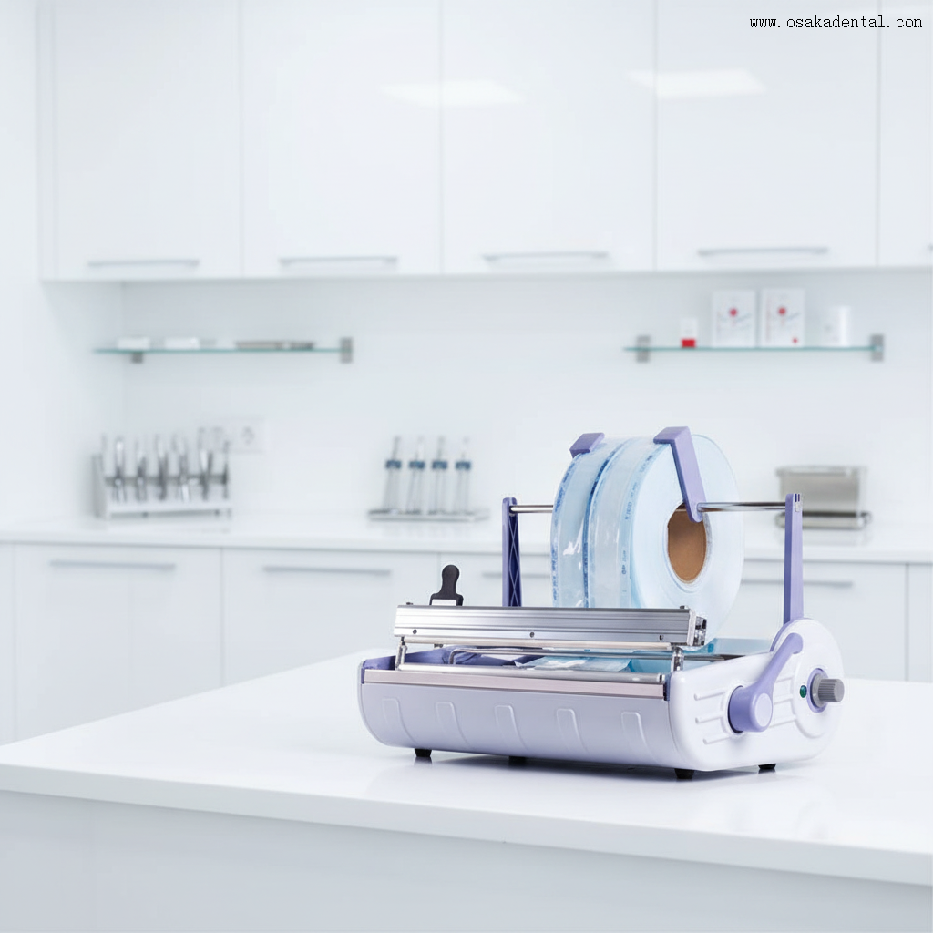 Máquina de selagem dentária automática com suporte para bolsa de esterilização e para sacos de esterilização