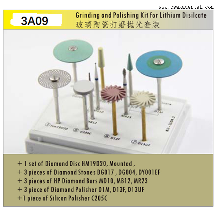 Kit de brocas diamantadas dentárias Kit de moagem e polimento para zircônia