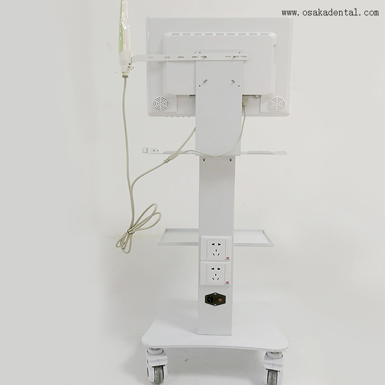 Carrinho de ferramentas odontológico móvel com suporte para monitor