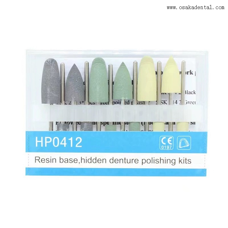 Base de resina dental burs hp 0412, kit de polimento de dentadura oculta