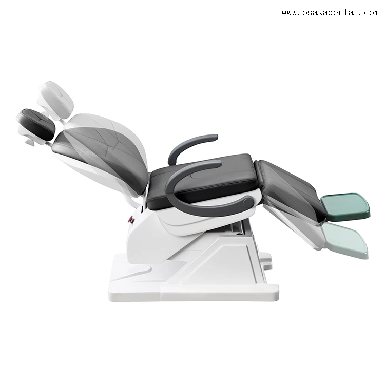 Unidade de cadeira odontológica com assento confortável para paciente triplo