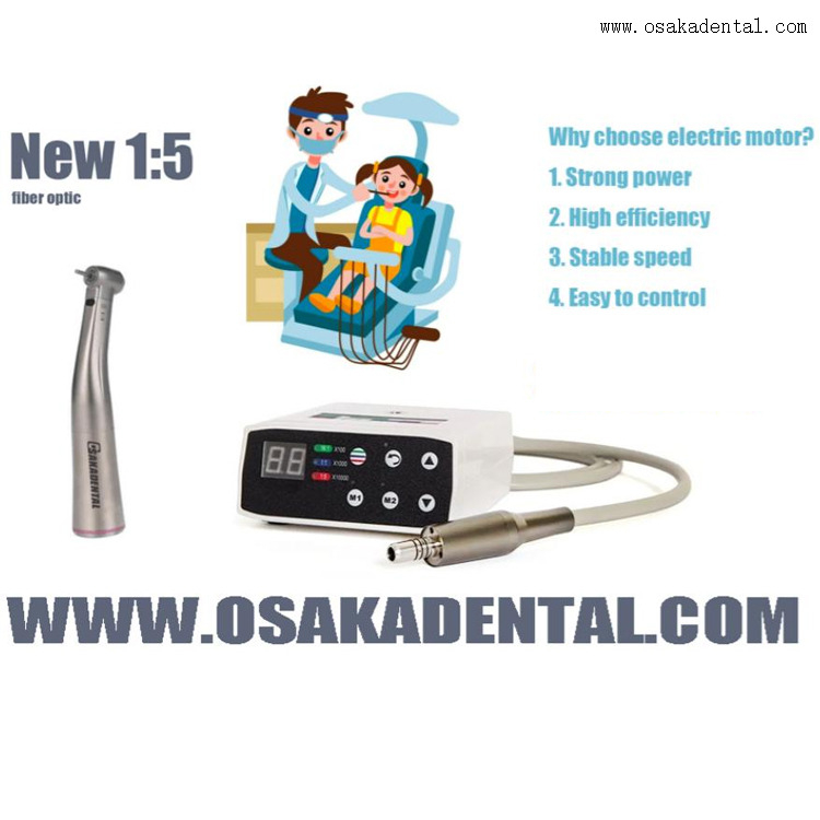 Motor elétrico dental Burshless com novo contra-ângulo de fibra óptica 1:5