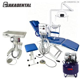 Unidade dental móvel totalmente dobrável da cadeira dental com turbina portátil e com compressor dental
