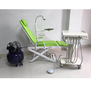 Nova unidade de cadeira odontológica portátil com bandeja móvel e compressor