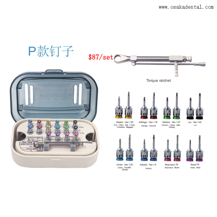 Kits de ferramentas para motores de implantes dentários tipo P, kits de ferramentas para restauração de implantes dentários