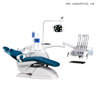 Cadeira odontológica de couro com bandeja montada na parte superior 