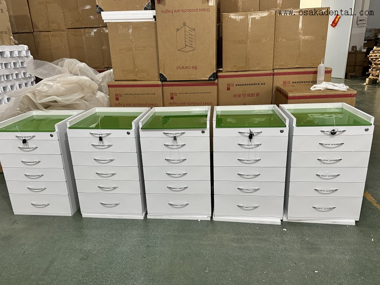 Carrinho de ferramentas odontológicas móveis 5 gavetas com fechadura OSA-T5