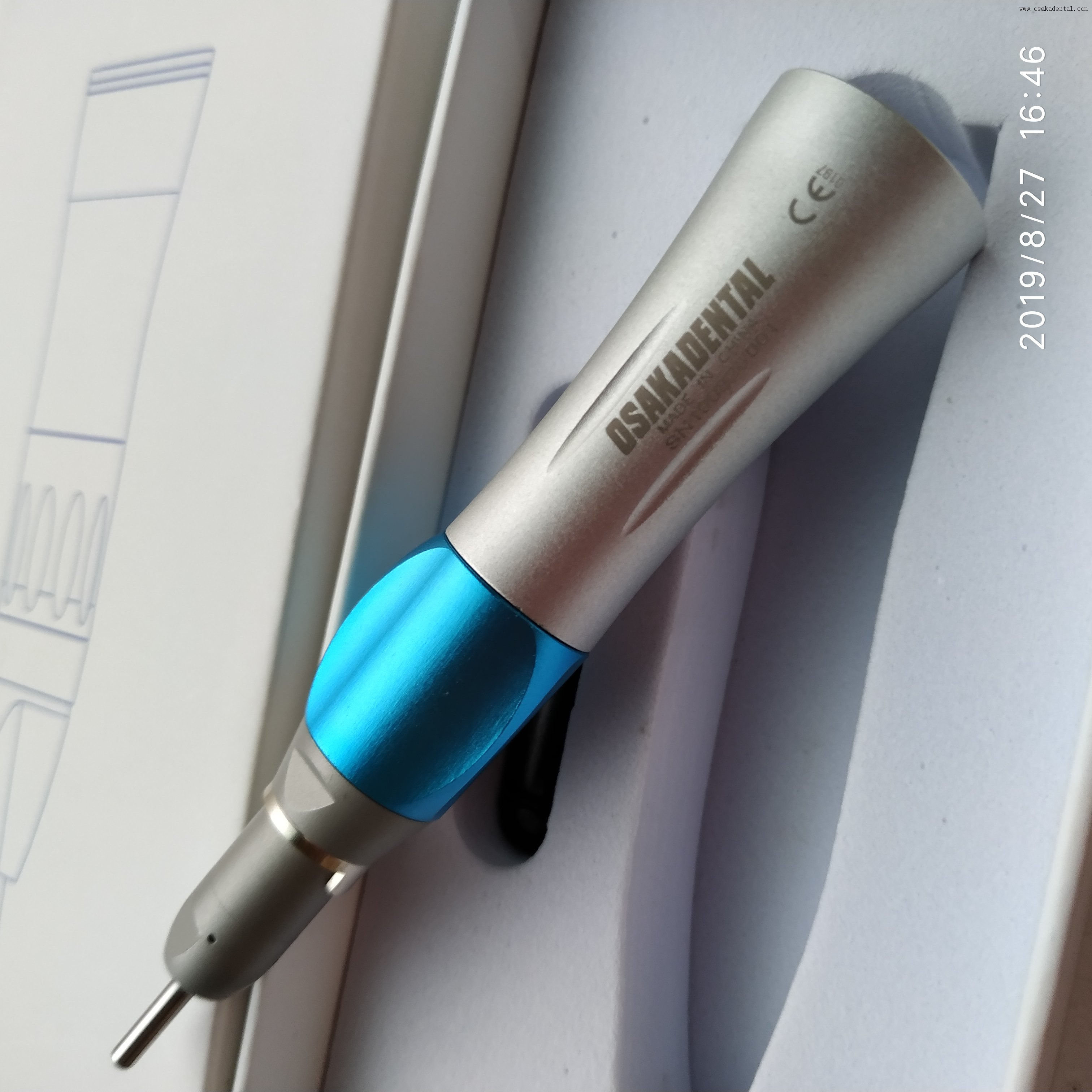 Peça de mão odontológica de alta velocidade com iluminação de fibra óptica para preparação de cavidades de precisão