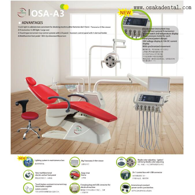 Cadeira para exames dentários com banco do operador