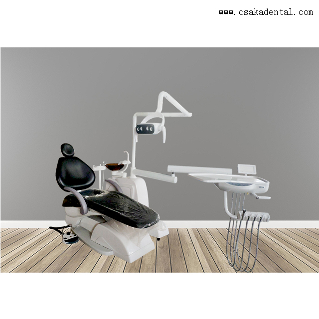 Cadeira dental cor preta com compressor de ar dental