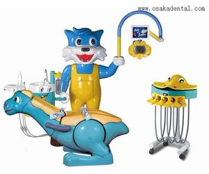 Unidade de cadeira odontológica de gato azul lindo desenho animado para crianças cadeira odontológica infantil