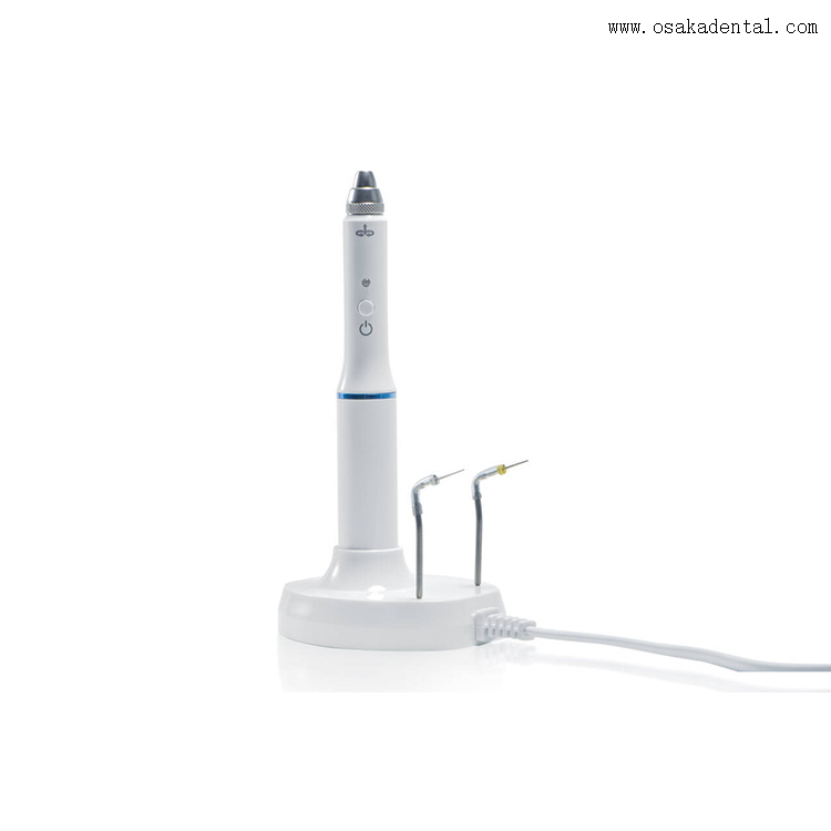 Caneta de obturação dentária que pode ser conectada ao pino de aquecimento na base