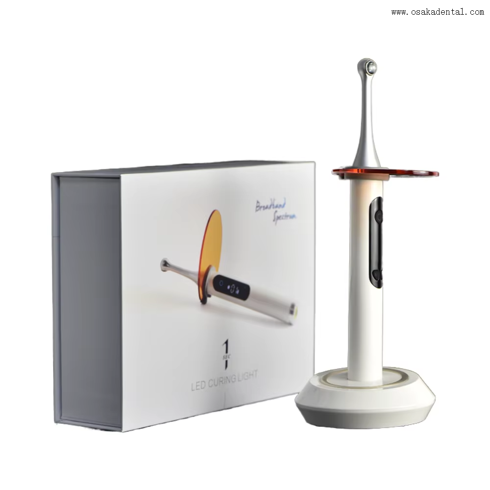 Luz de cura dentária colorida de um segundo com corpo de metal