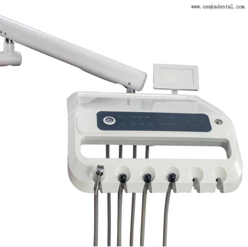 Unidade de cadeira odontológica com botão de toque com sistema de controle assistente