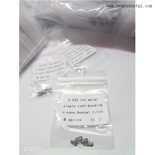 Tubo bucal ortodôntico dentário com número