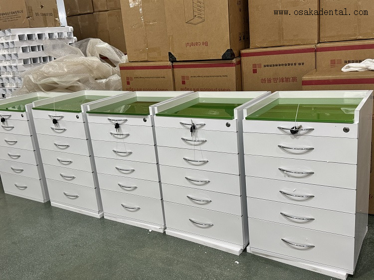 Carrinho de ferramentas odontológicas móveis 5 gavetas com fechadura OSA-T5