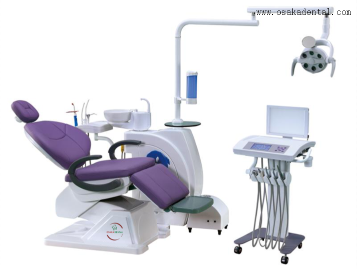 Cadeira dentária grande largura com controle de assistência e braço único e com couro de microfibra