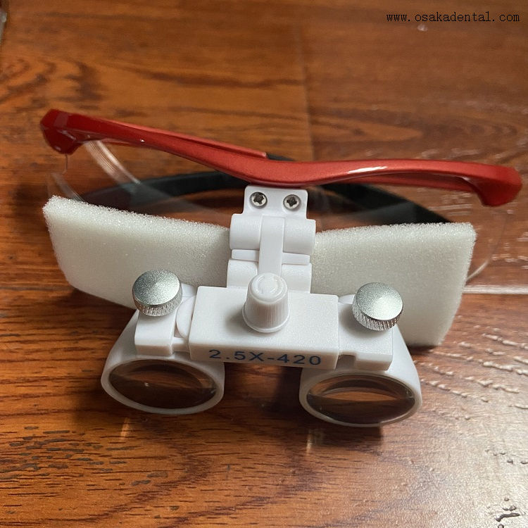 Embalagem de caixa de metal Dental Loup com luz principal LED 2,5X