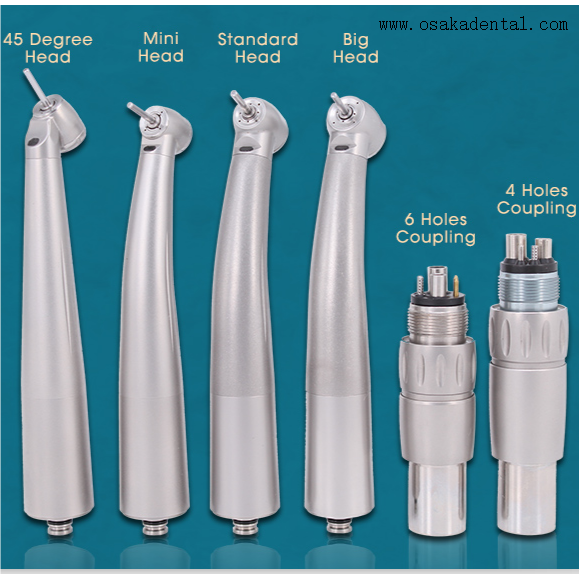 Handpiece dental de alta velocidade da fibra ótica com acoplamento de 4 furos ou de 6 furos